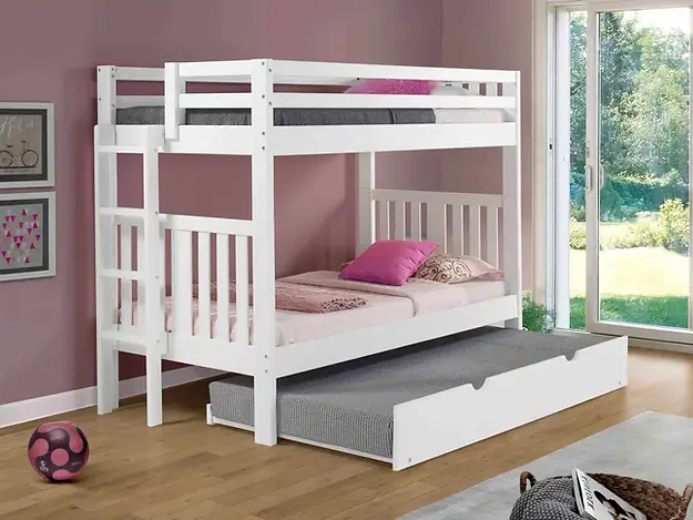 Room View White Bunk Bed Trundle Ladder by Innovations